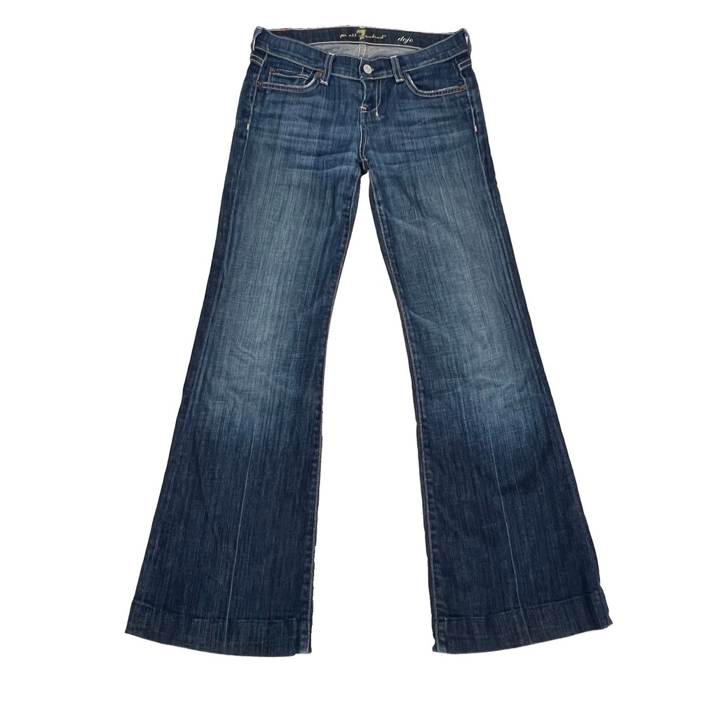 7 For All Mankind Dojo Jeans Size 25 Flare Whisker Wide Leg Denim Trouser Boho